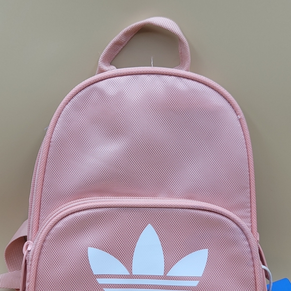Adidas Mini 10" Pink White Backpack Girl's Ladies Kid's Zipper Bag New With Tags - Picture 3 of 8